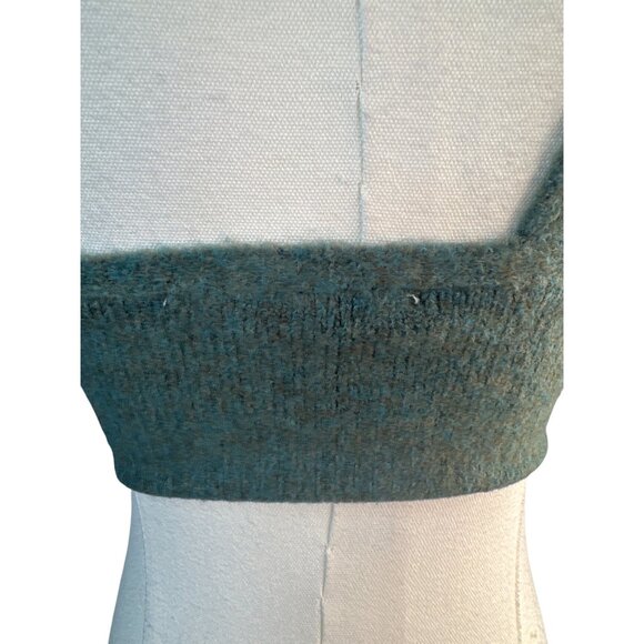 2/$30 ZARA Green Knit Small Tweed Crop Top Cozy Stretchy Tank - Picture 4 of 9